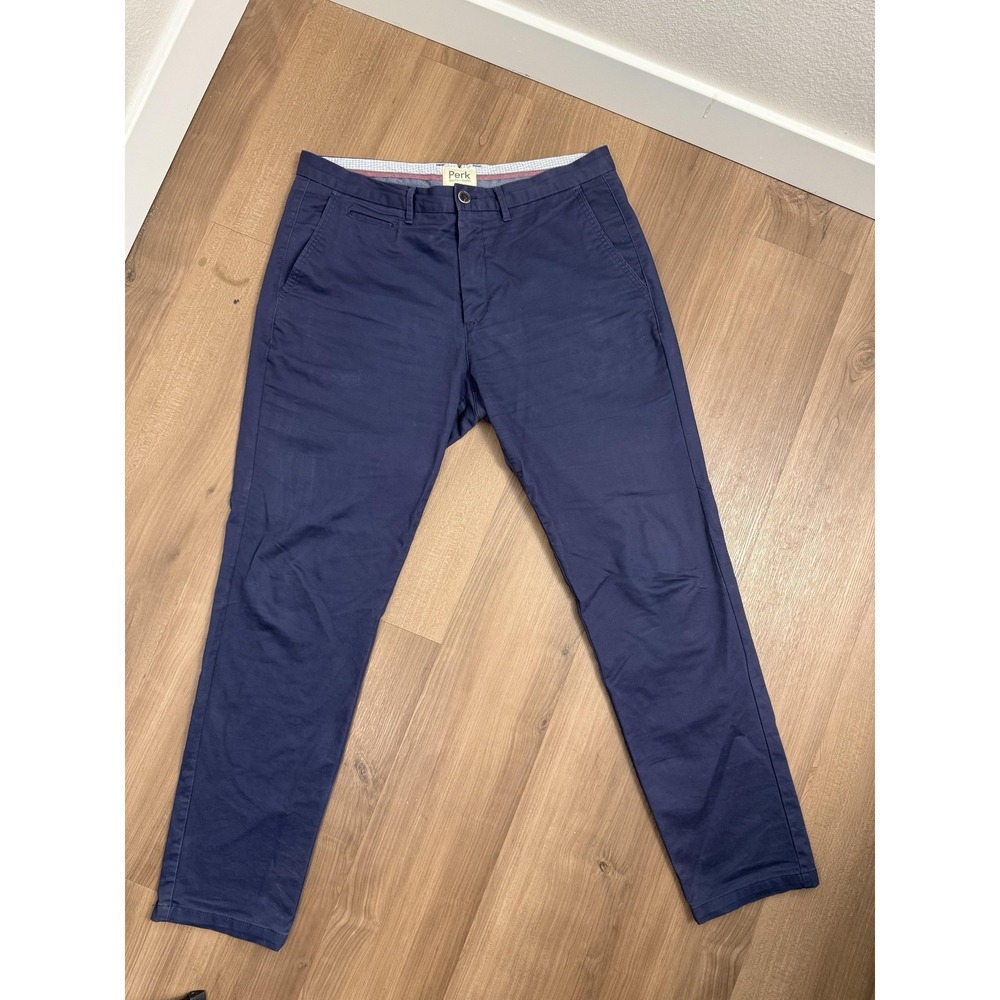 Perk Pants‎ Mens 36x32 Blue Slim Fit Stretch Chino Tapered Leg Casual Workwear